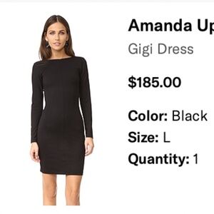Amanda Uprichard - NEW Black "Gigi" Long Sleeve Stretch Dress, Size L